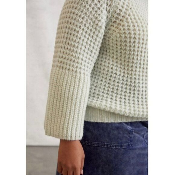NEW Anthropologie Maeve Dionne Mint Retro Bell-Sleeved Sweater Medium or X-Large - Picture 6 of 7